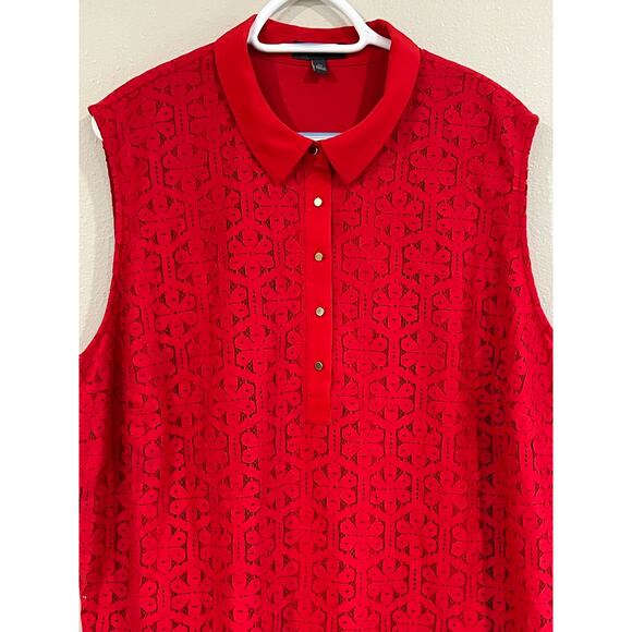 The Limited Size 2X Red Lace Sleeveless Tunic Top Romantic Boho Cottagecore - Picture 3 of 11